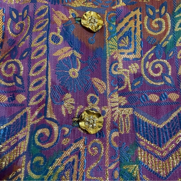 Doncaster Vintage Purple Blue Metallic Gold Blazer Size 6 - Picture 2 of 9